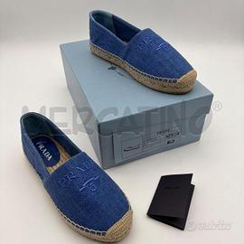 ESPADRILLAS DONNA PRADA AZZURRO LINO LOGO CUC