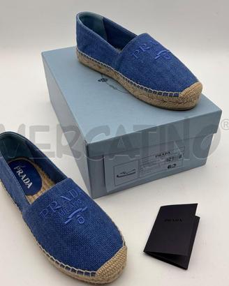 ESPADRILLAS DONNA PRADA AZZURRO LINO LOGO CUC