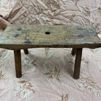 ANTICO SGABELLO DA MUNGITURA ORIGINALE
