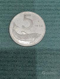 Moneta 5 lire del 1954