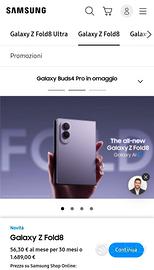 Samsung Z Fold 8 nuovo da sito samsung 