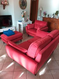 Divano+poltrona+pouf,rossi-Poltronesofà-Perfetti