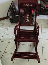 Sedia a dondolo legno massello intarsio madreperl