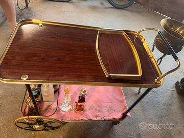 Carello bar vintage anni 70 ottone e vassoio