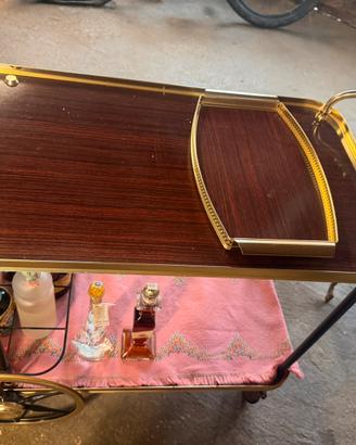 Carello bar vintage anni 70 ottone e vassoio