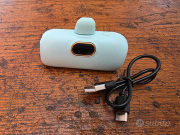 Power Bank Portatile a Capsula 5000 mAh USB-C