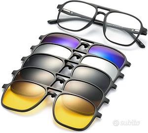 Occhiali da sole con 5 clip intercambiabili magnet