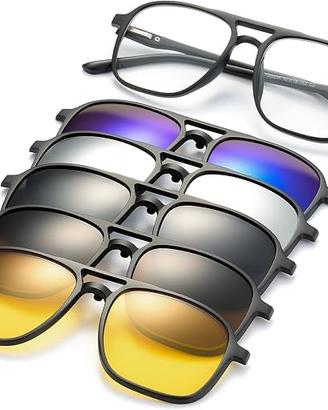 Occhiali da sole con 5 clip intercambiabili magnet