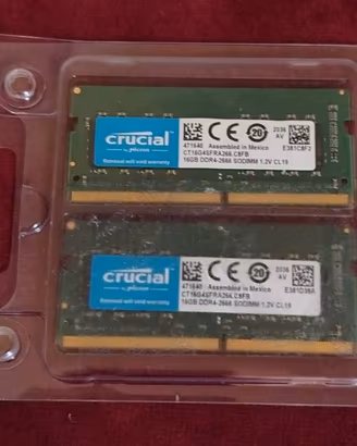 Ram Crucial 32 GB (2x16) DDR4 2666 SODIMM LAPTOP