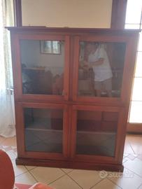 Cristalliera in legno e cristallo