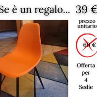 4 Sedie da Pranzo Arancioni in PoliPropilene.