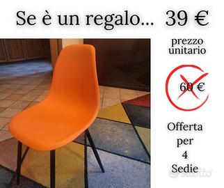 4 Sedie da Pranzo Arancioni in PoliPropilene.