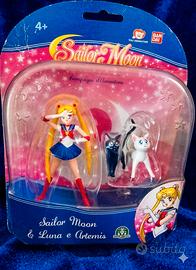 Sailor Moon + Luna & Artemis Bandai anni 90 NUOVO 
