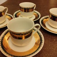 4 Tazzine porcellana H&C numerate, decoro oro