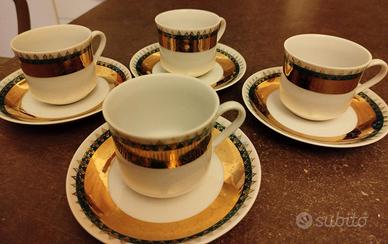 4 Tazzine porcellana H&C numerate, decoro oro