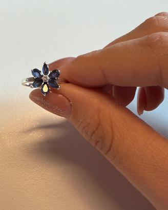 Anello fiore blu Pandora