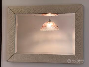 Specchio bisellato, cornice in pietra di Vicenza