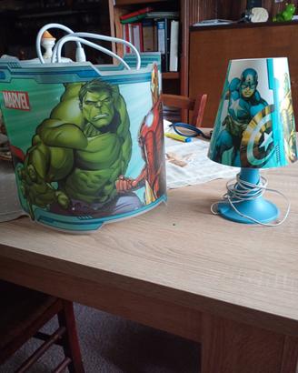 lampadario e abajtour per ragazzi Avengers