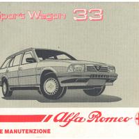 ALFA 33 SPORT WAGON LIBRETTO USO E MANUTENZIONE'88