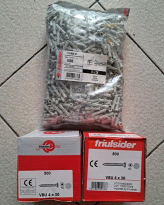Set di 1000 tasselli 5x25 e 1000 viti 4x30