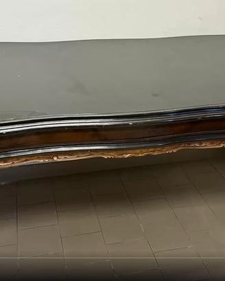TAVOLO E CREDENZA VINTAGE LEGNO SCURO PIANO NERO