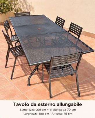 Tavolo da esterno allungabile in ferro + 6 sedie