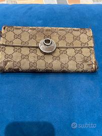 Portafoglio Gucci Continental vintage in canvas