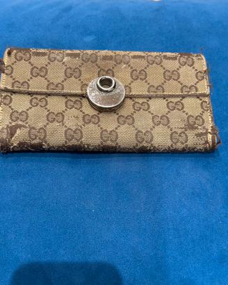 Portafoglio Gucci Continental vintage in canvas