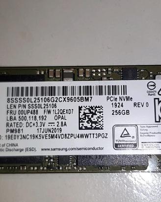 256GB SSD NVMe SAMSUNG