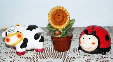 Salvadanai animaletti: MUCCA, GIRASOLE, COCCINELLA