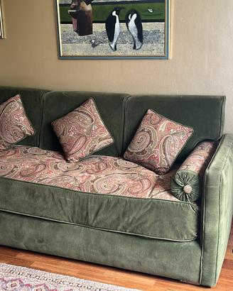 Divano letto in velluto verde