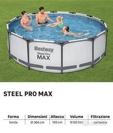 Piscina Bestway steel pro max 3,66m + filtro