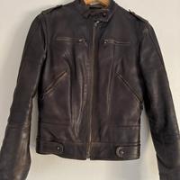 Giacca Biker in Vera Pelle - Marrone Scuro