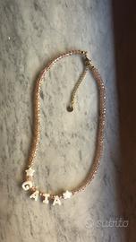 Collana con nome GAIA e cristalli rosa ✨