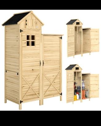 Armadio da giardino in legno di abete Outsunny
