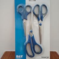 Set 3 forbici DAY nuove – manico blu, acciaio inox
