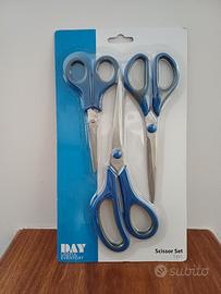 Set 3 forbici DAY nuove – manico blu, acciaio inox
