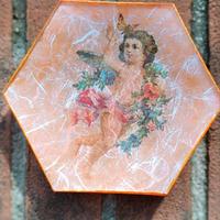 Set 2 piattini in vetro découpage