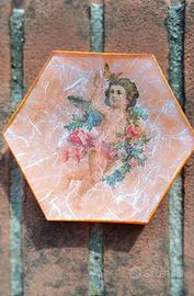 Set 2 piattini in vetro découpage