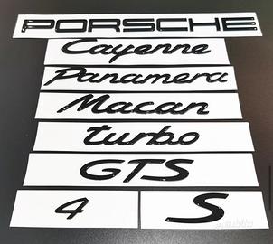 Loghi PORSCHE logo scritta nero lucido opaco