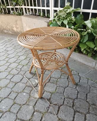 tavolino rotondo bambù - vimini