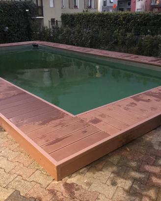 Pavimento Tek per bordo piscina-Struttura in ferro