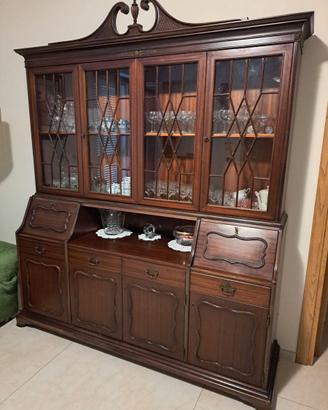 Vetrina Vintage Stile Inglese in mogano lucido