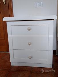 Coppia comodini bianchi con 3 cassetti