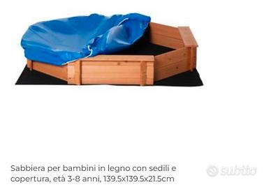 sabbiera per bambini  in legno con sedute