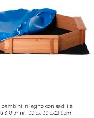 sabbiera per bambini  in legno con sedute
