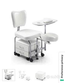 Sedia Pedicure con Poggiapiedi e Cassettiera