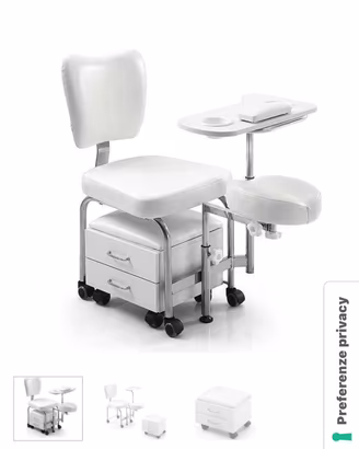 Sedia Pedicure con Poggiapiedi e Cassettiera