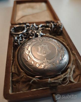 Orologio da tasca con catena e scatola