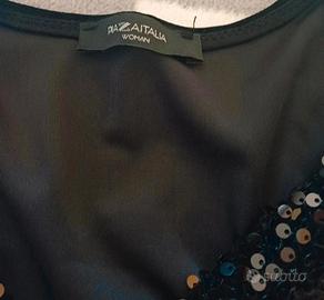 Mini abito paillettes e velluto nero TG XS